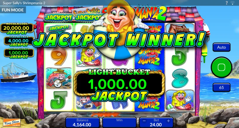 Super Sally's Shrimpmania 2 - tús an chluiche roghnaithe ciseáin le rogha idir ciseáin agus Free Spins