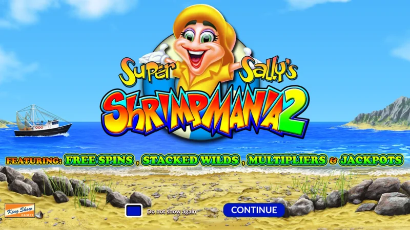 Super Sally's Shrimpmania 2 - taispeántas príomhscáileáin le ríleanna 5x4 agus eangach 40-líne